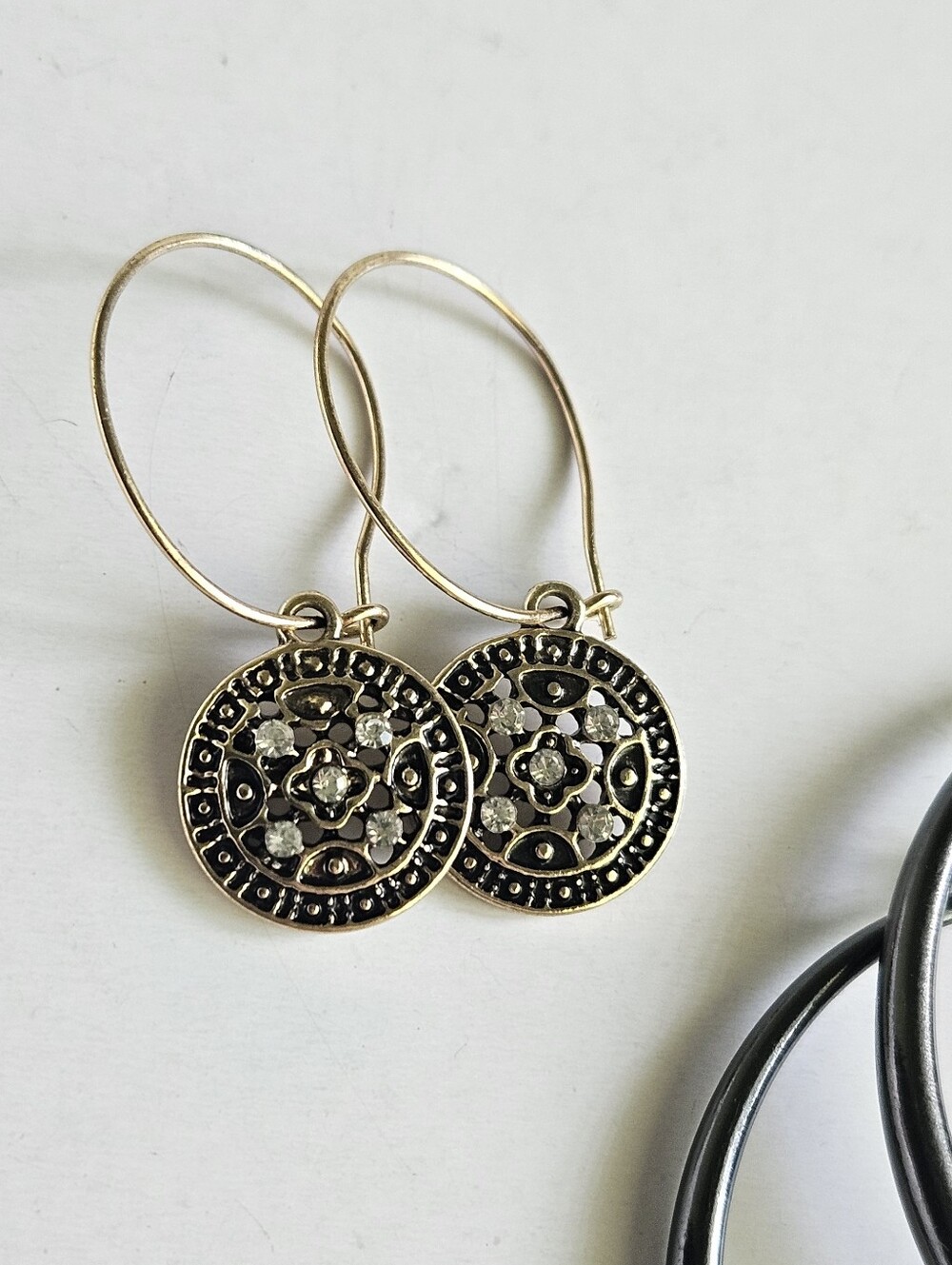 Earring Set In Gold And Pewter - Picture 2 of 2